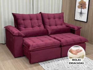 Sofá Retrátil Reclinável 2,10 m Vinho 507 Maricá