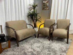 Conjunto Poltronas Braço Madeira Bege 607 Mexico