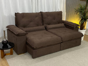 Sofá Retrátil Reclinável 2,50 m Marrom 603 Zuqui Plus
