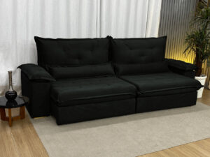 Sofá Retrátil Reclinável 2,90 m Preto 601 Zuqui Plus