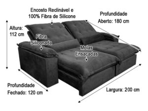 Sofá Retrátil Reclinável 2,00 m Vermelho 503 Maricá